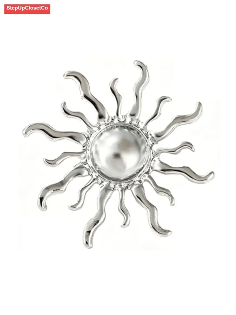 Vintage Celestial Gold Sun Brooch Pin Women Lapel Statement Jewelry